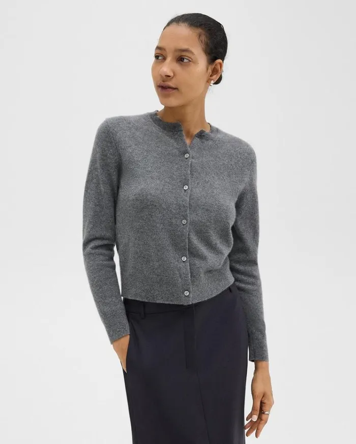 Theory Crewneck Cardigan In Cashmere Husky Women Sweaters Cardigans