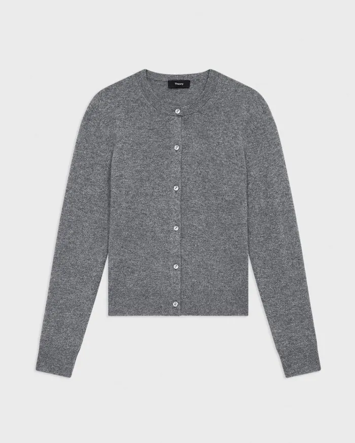 Theory Crewneck Cardigan In Cashmere Husky Women Sweaters Cardigans Theory Crewneck Cardigan In Cashmere Husky Women Sweaters Cardigans