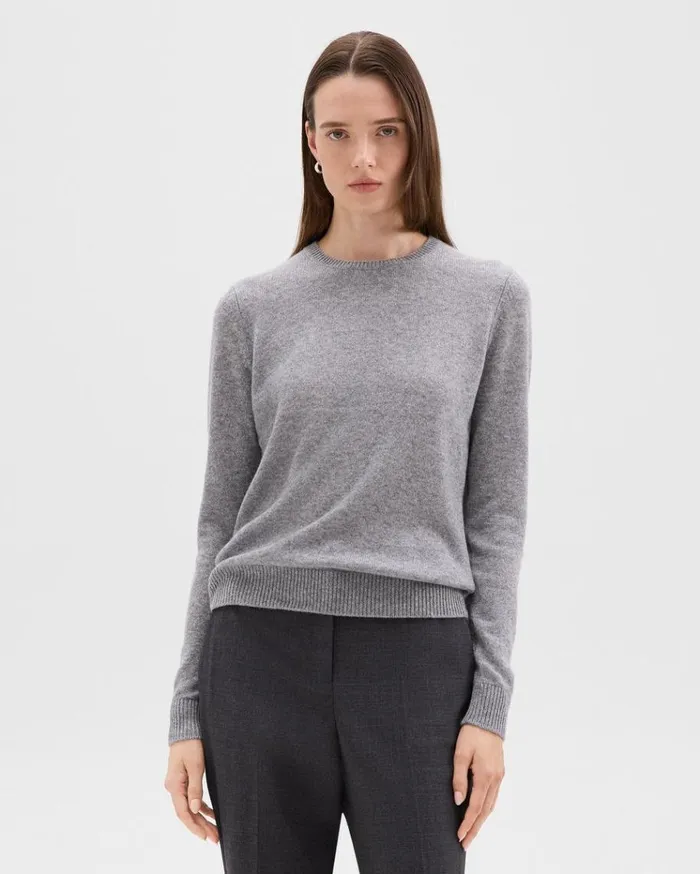 Theory Crewneck Sweater In Feather Cashmere Husky Women Sweaters Cardigans