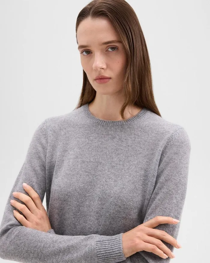 Theory Crewneck Sweater In Feather Cashmere Husky Women Sweaters Cardigans