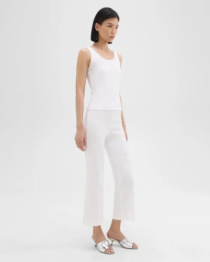 Theory Cropped Kick Pant In Stretch CottonBlend White Women Pants Theory Cropped Kick Pant In Stretch CottonBlend White Women Pants