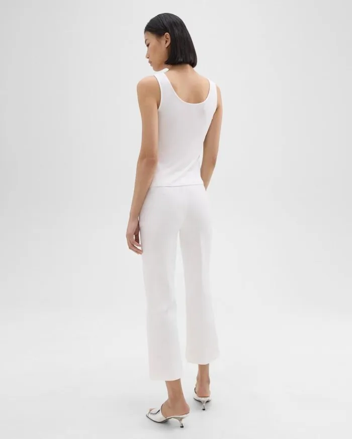 Theory Cropped Kick Pant In Stretch CottonBlend White Women Pants Theory Cropped Kick Pant In Stretch CottonBlend White Women Pants