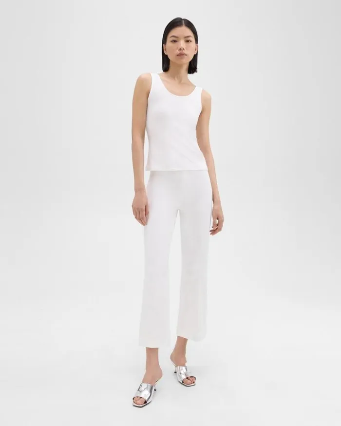 Theory Cropped Kick Pant In Stretch CottonBlend White Women Pants Theory Cropped Kick Pant In Stretch CottonBlend White Women Pants