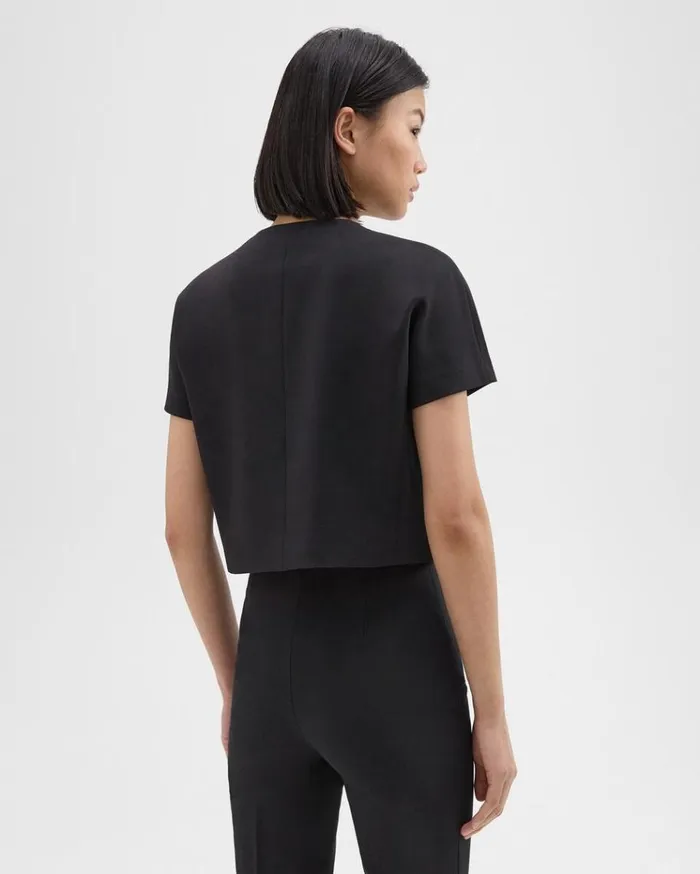 Theory DoubleBreasted Crop Top In Crepe Black Women Tops Theory DoubleBreasted Crop Top In Crepe Black Women Tops