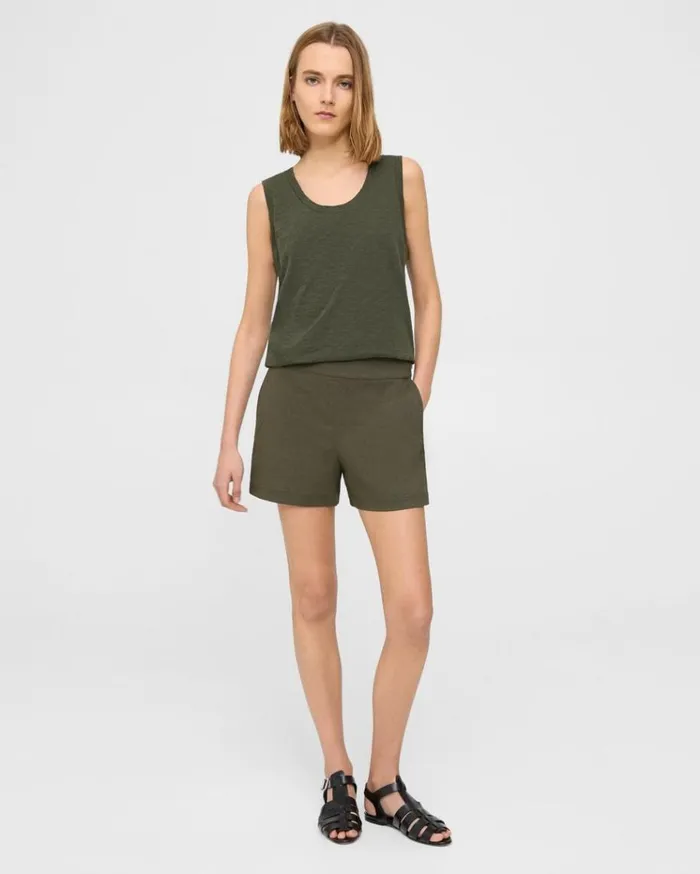 Theory Easy Tank Top In Organic Slub Cotton Dark Olive Women TShirts Tank Tops Theory Easy Tank Top In Organic Slub Cotton Dark Olive Women TShirts Tank Tops