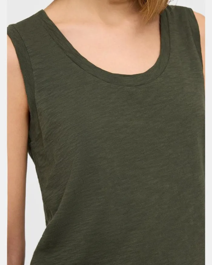 Theory Easy Tank Top In Organic Slub Cotton Dark Olive Women TShirts Tank Tops Theory Easy Tank Top In Organic Slub Cotton Dark Olive Women TShirts Tank Tops