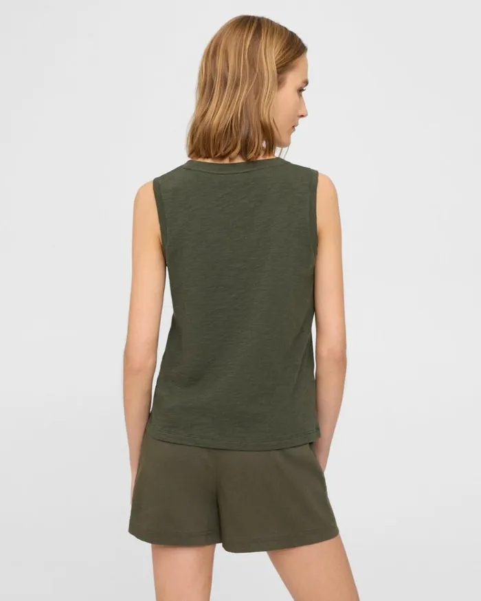 Theory Easy Tank Top In Organic Slub Cotton Dark Olive Women TShirts Tank Tops Theory Easy Tank Top In Organic Slub Cotton Dark Olive Women TShirts Tank Tops