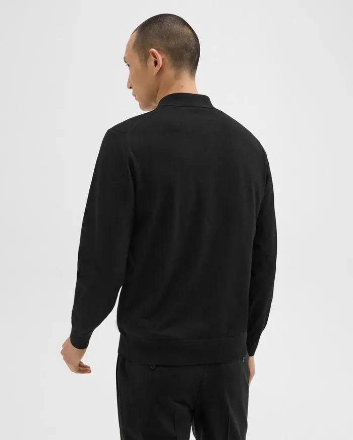 Theory Goris LongSleeve Polo Shirt In Light Bilen Black Men TShirts Polos Theory Goris LongSleeve Polo Shirt In Light Bilen Black Men TShirts Polos