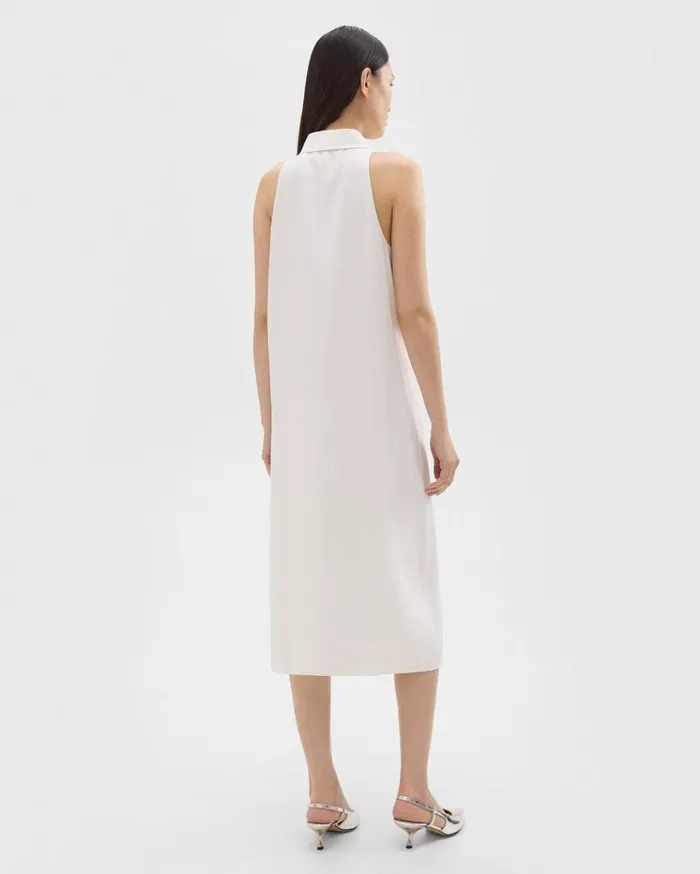 Theory Halter Neck Shirt Dress In LinenViscose Ivory Women Dresses Theory Halter Neck Shirt Dress In LinenViscose Ivory Women Dresses