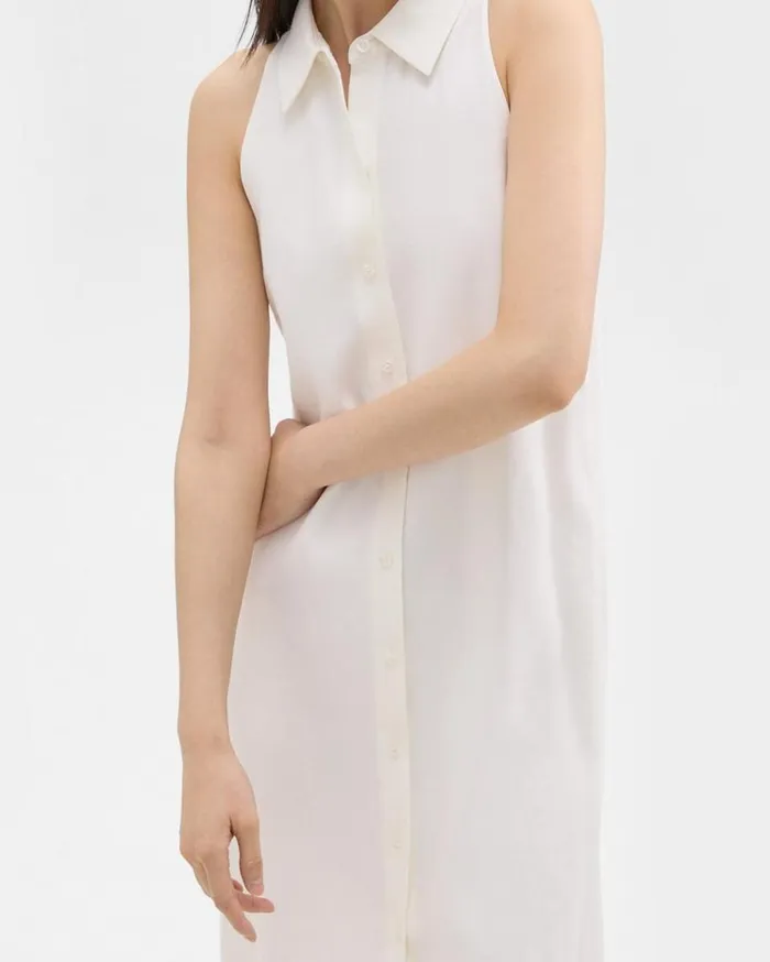 Theory Halter Neck Shirt Dress In LinenViscose Ivory Women Dresses Theory Halter Neck Shirt Dress In LinenViscose Ivory Women Dresses