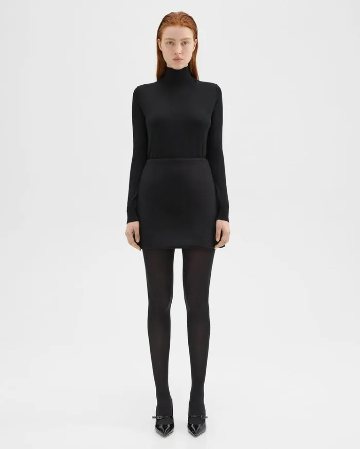 Theory HighWaist Mini Skirt In DoubleFace WoolCashmere Black Women Skirts