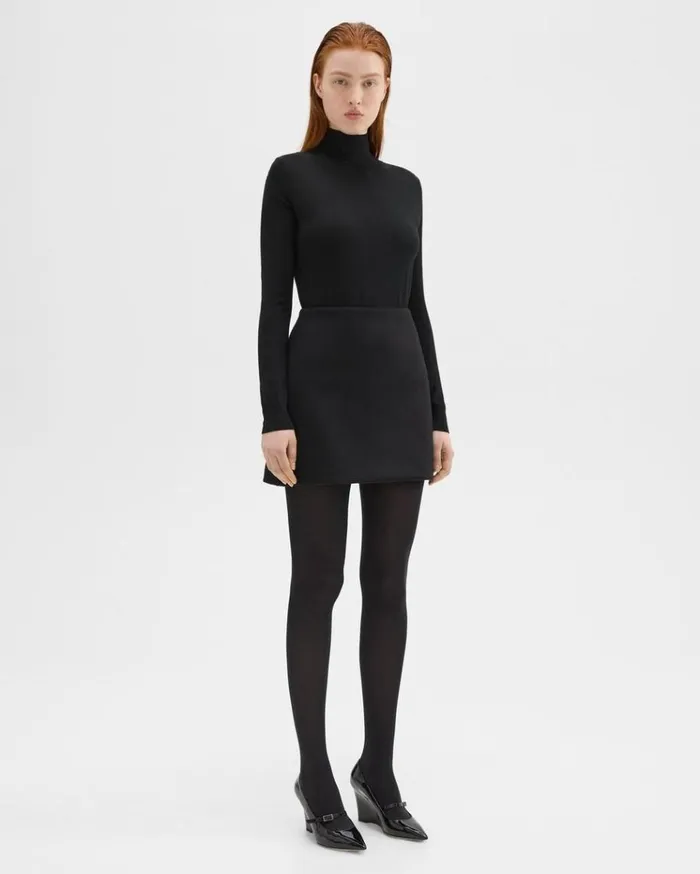 Theory HighWaist Mini Skirt In DoubleFace WoolCashmere Black Women Skirts