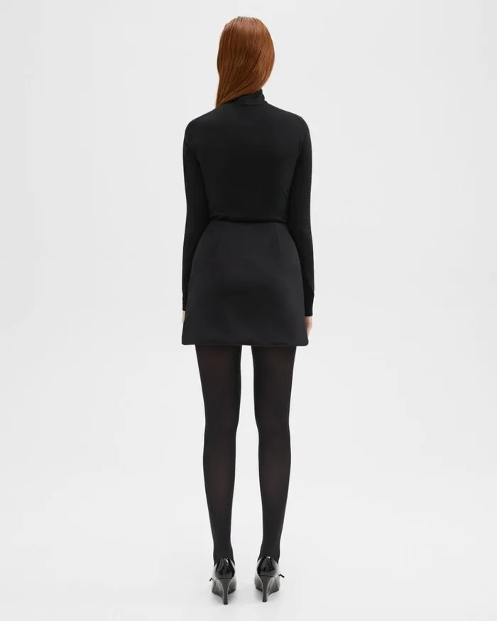 Theory HighWaist Mini Skirt In DoubleFace WoolCashmere Black Women Skirts