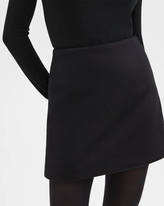 Theory HighWaist Mini Skirt In DoubleFace WoolCashmere Black Women Skirts