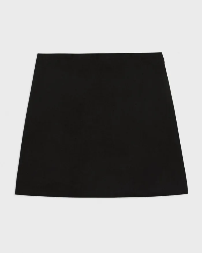 Theory HighWaist Mini Skirt In DoubleFace WoolCashmere Black Women Skirts
