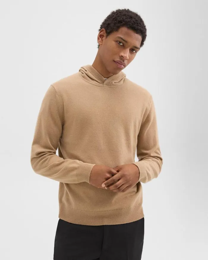 Theory Hilles Hoodie In Cashmere New Camel Men Sweaters Cardigans