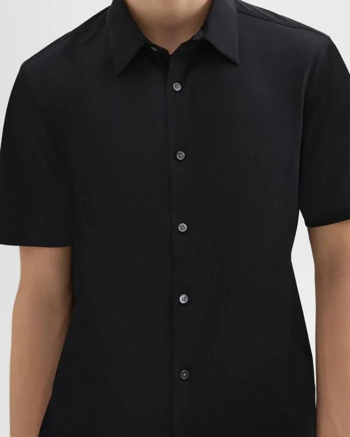 Theory Irving ShortSleeve Shirt In Structure Knit Black Men Shirts Theory Irving ShortSleeve Shirt In Structure Knit Black Men Shirts