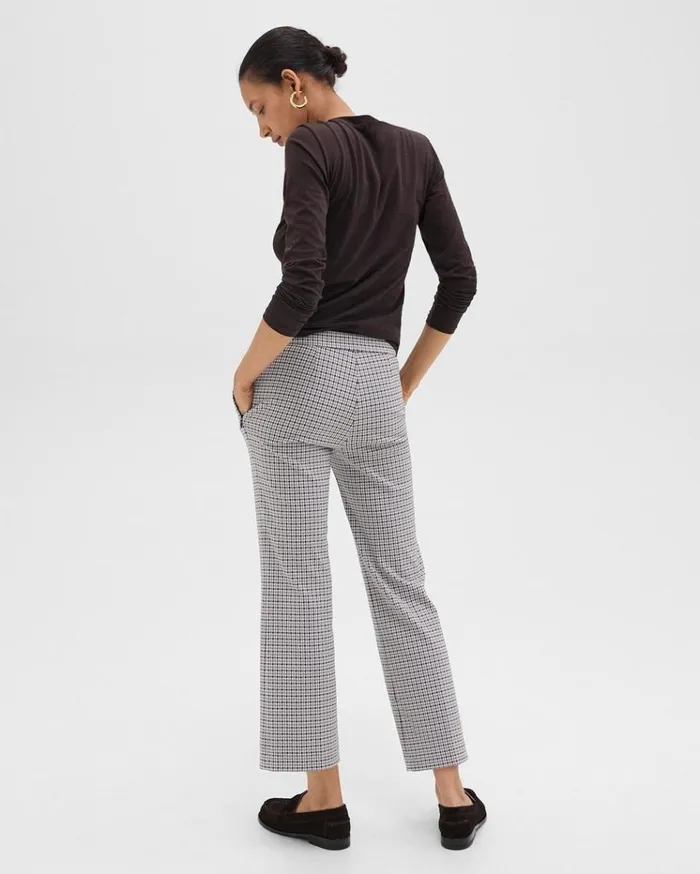 Theory Kick Pant In Stretch Houndstooth Knit Cinder Multi Women Pants Theory Kick Pant In Stretch Houndstooth Knit Cinder Multi Women Pants
