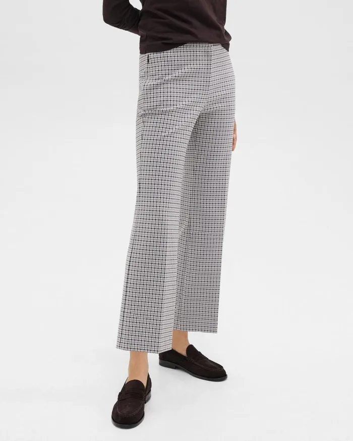 Theory Kick Pant In Stretch Houndstooth Knit Cinder Multi Women Pants Theory Kick Pant In Stretch Houndstooth Knit Cinder Multi Women Pants
