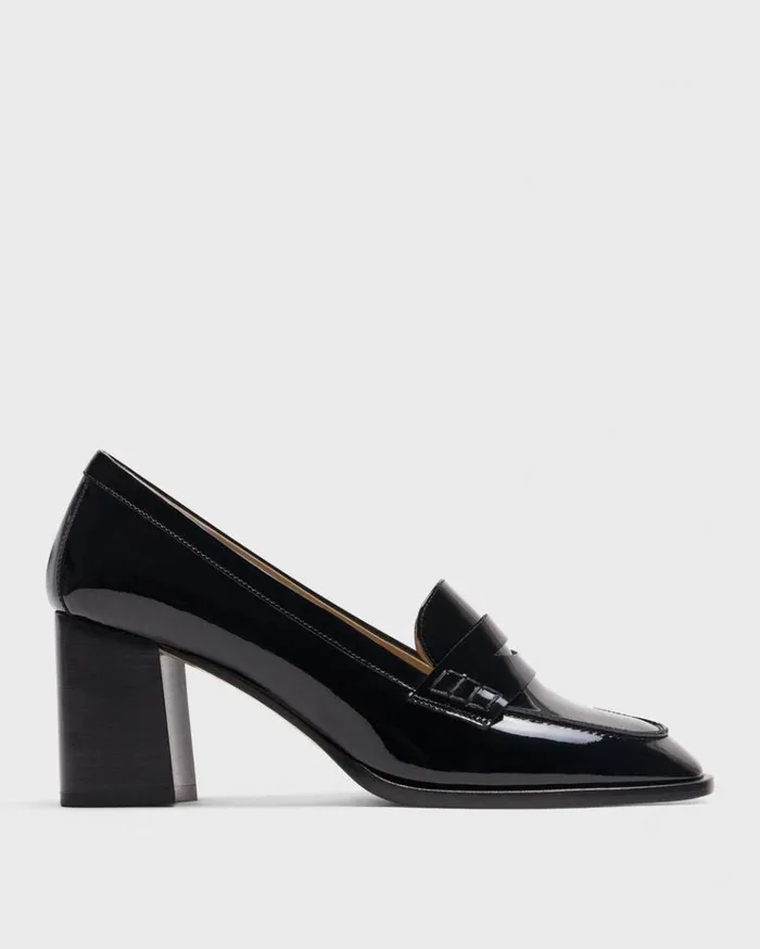 Theory Loafer Pump In Patent Leather Black Women Shoes