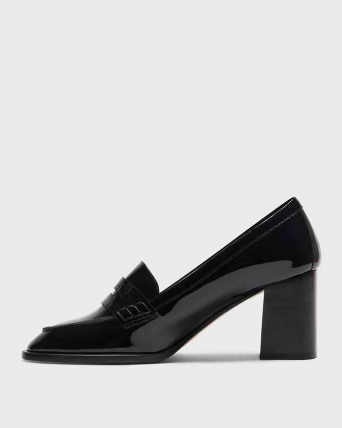 Theory Loafer Pump In Patent Leather Black Women Shoes
