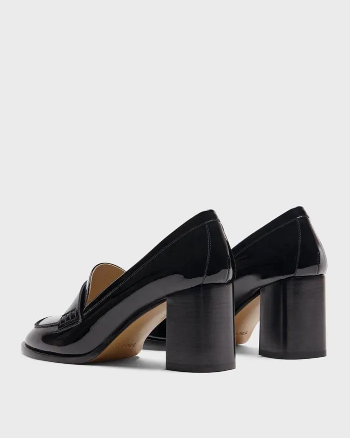 Theory Loafer Pump In Patent Leather Black Women Shoes