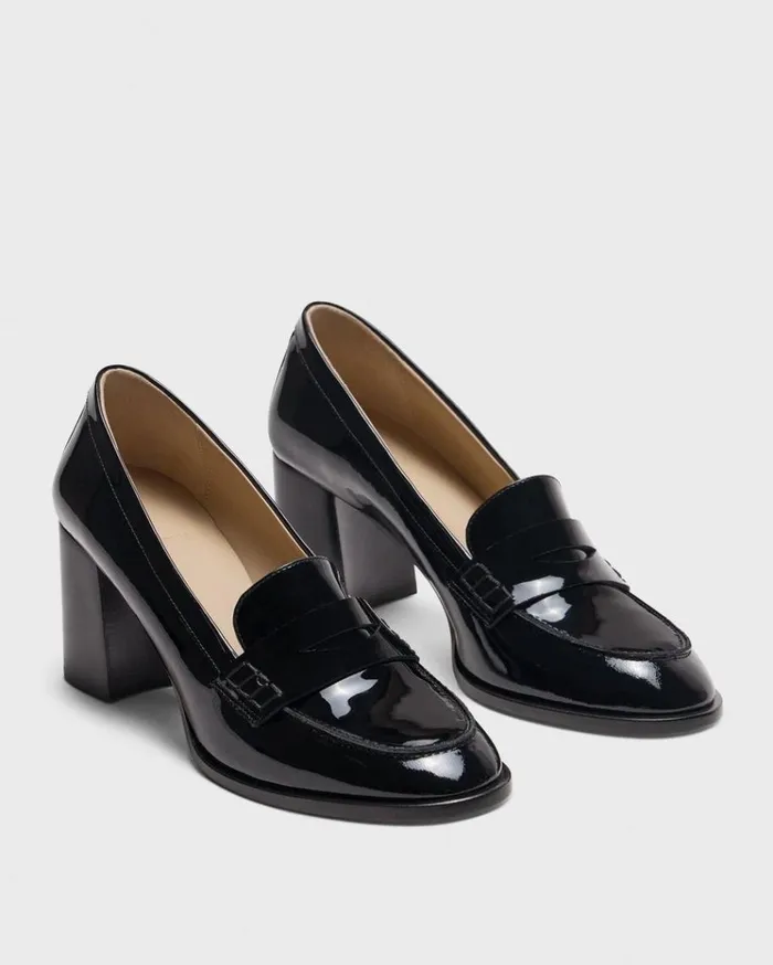 Theory Loafer Pump In Patent Leather Black Women Shoes