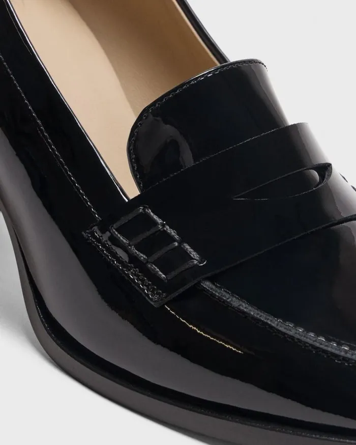 Theory Loafer Pump In Patent Leather Black Women Shoes