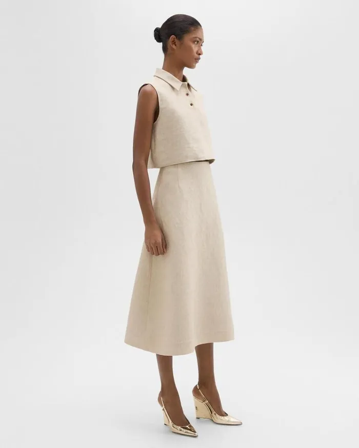 Theory Midi Circle Skirt In Basket Weave Linen Straw Women Skirts Theory Midi Circle Skirt In Basket Weave Linen Straw Women Skirts