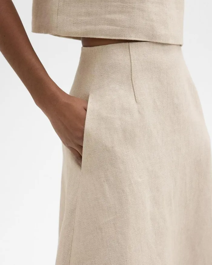 Theory Midi Circle Skirt In Basket Weave Linen Straw Women Skirts Theory Midi Circle Skirt In Basket Weave Linen Straw Women Skirts