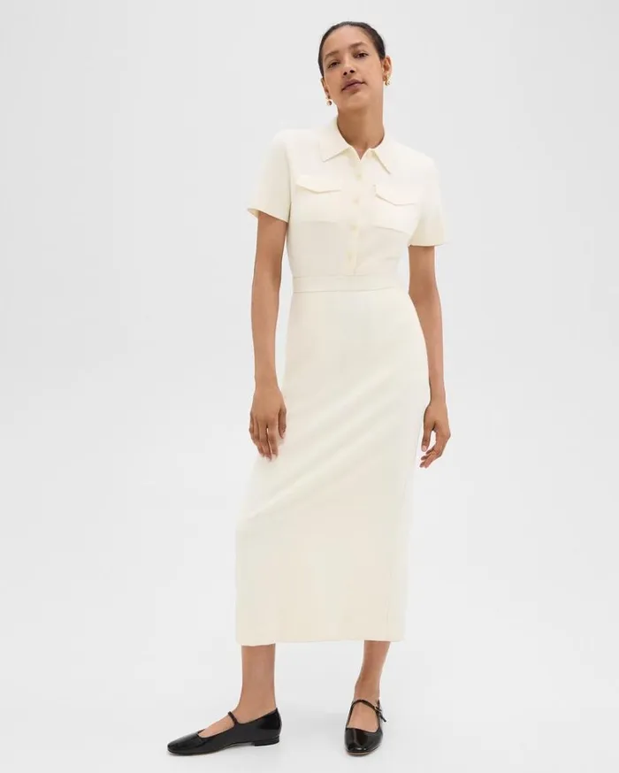 Theory Military Midi Dress In Admiral Crepe Rice Women Dresses