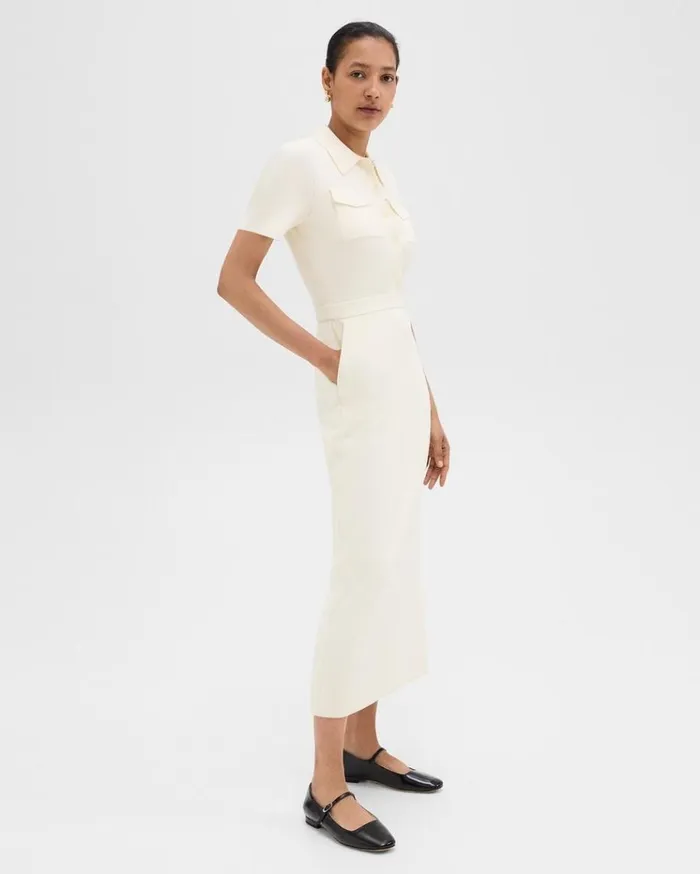 Theory Military Midi Dress In Admiral Crepe Rice Women Dresses