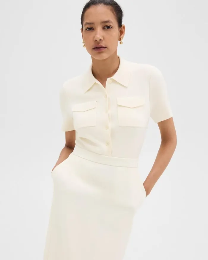 Theory Military Midi Dress In Admiral Crepe Rice Women Dresses