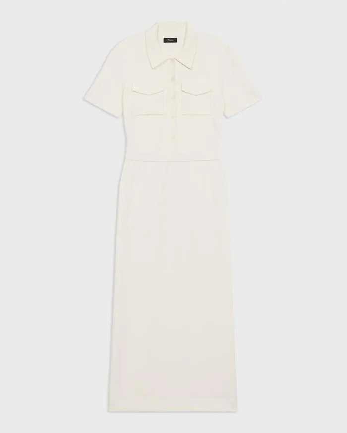 Theory Military Midi Dress In Admiral Crepe Rice Women Dresses