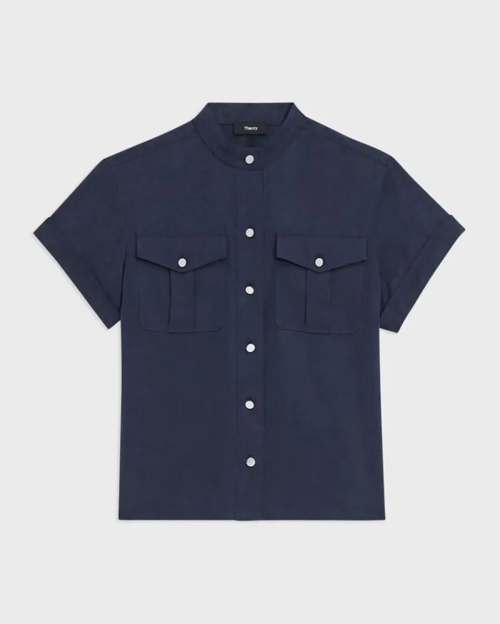 Theory Military Shirt In Fluid Twill Nocturne Navy Women Tops Theory Military Shirt In Fluid Twill Nocturne Navy Women Tops