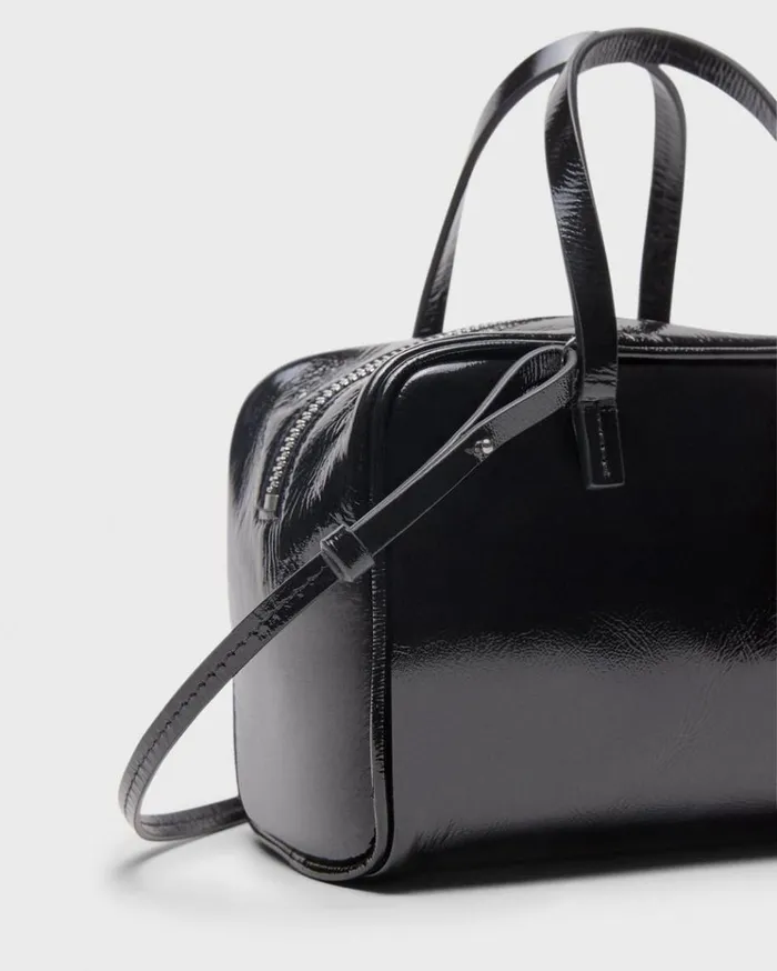 Theory Mini Pillow Bag In Crinkled Patent Leather Black Women Bags Theory Mini Pillow Bag In Crinkled Patent Leather Black Women Bags