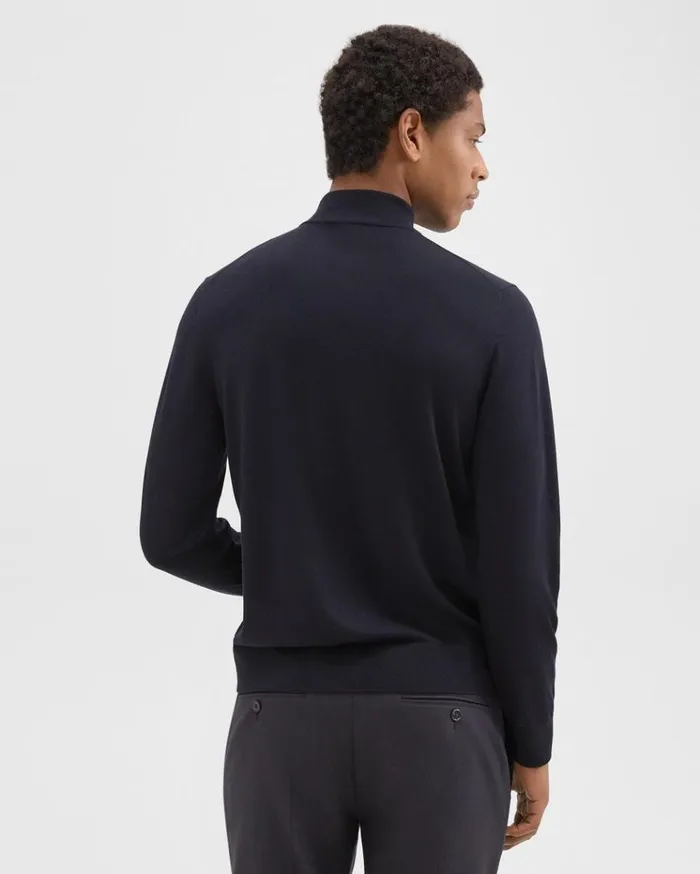 Theory Mock Neck Sweater In Regal Wool Navy Men Sweaters Cardigans