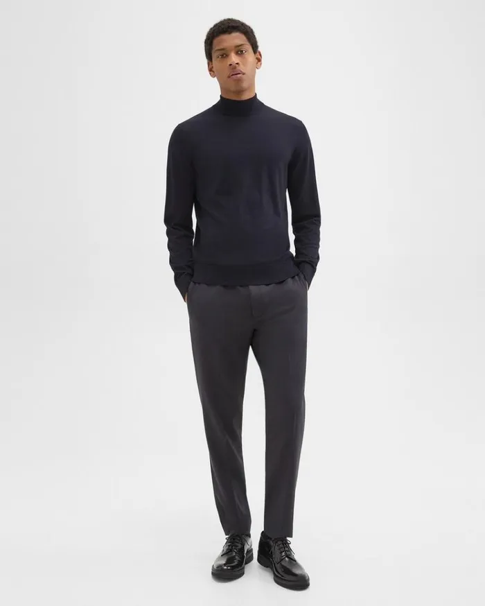 Theory Mock Neck Sweater In Regal Wool Navy Men Sweaters Cardigans