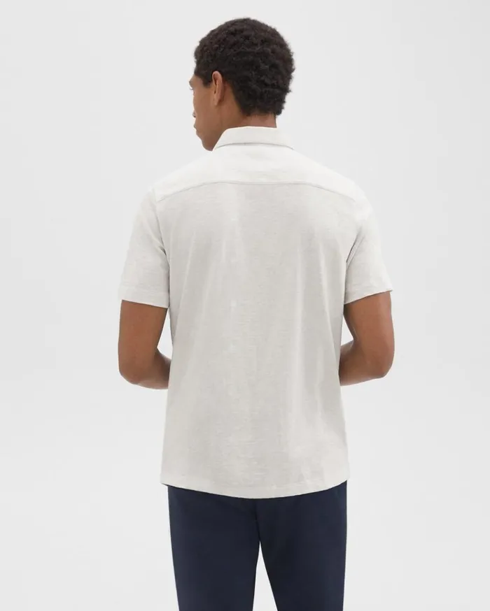 Theory Noran ShortSleeve Shirt In Slub Cotton Limestone Men Shirts Theory Noran ShortSleeve Shirt In Slub Cotton Limestone Men Shirts