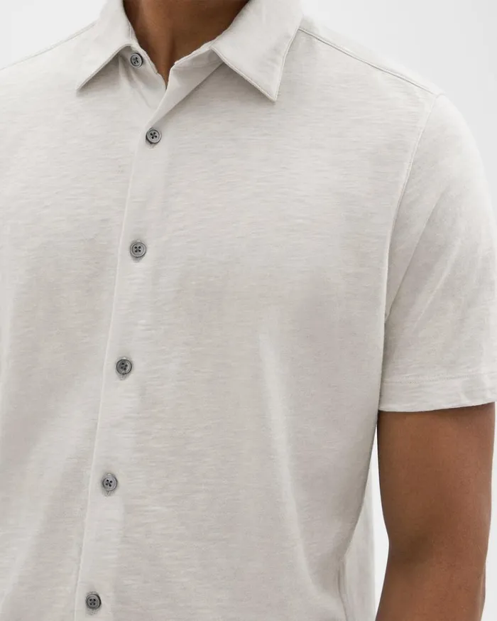 Theory Noran ShortSleeve Shirt In Slub Cotton Limestone Men Shirts Theory Noran ShortSleeve Shirt In Slub Cotton Limestone Men Shirts