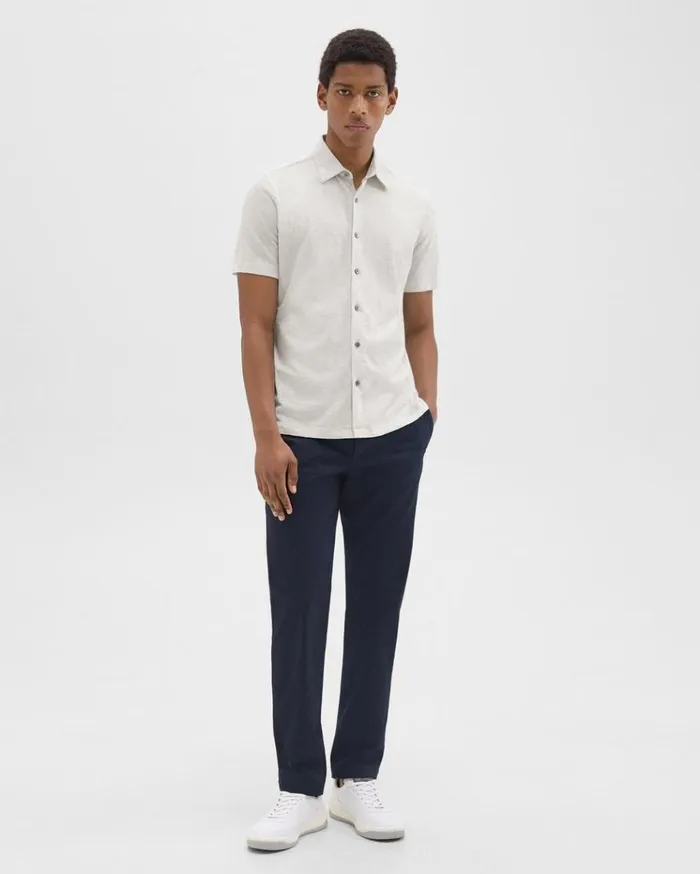 Theory Noran ShortSleeve Shirt In Slub Cotton Limestone Men Shirts Theory Noran ShortSleeve Shirt In Slub Cotton Limestone Men Shirts
