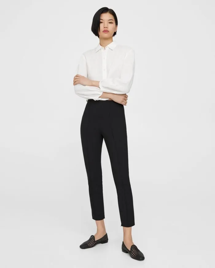 Theory Pleated Shirt In Relaxed Linen White Women Tops Theory Pleated Shirt In Relaxed Linen White Women Tops