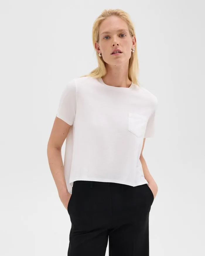 Theory Relaxed Tee In Organic Cotton White Women TShirts Tank Tops