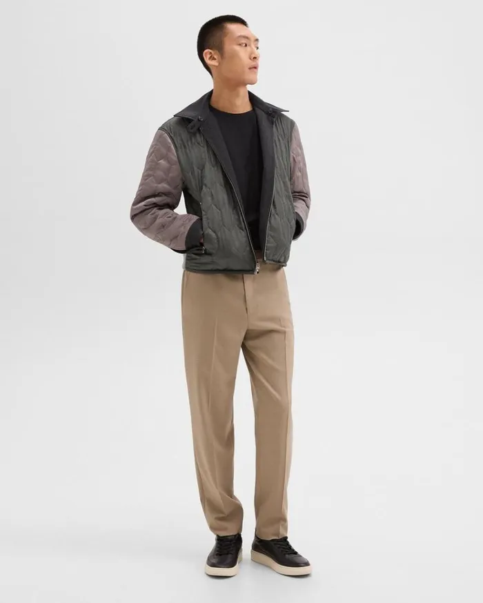 Theory Reversible Coach Jacket In WoolBlend Twill Charcoal Men Outerwear