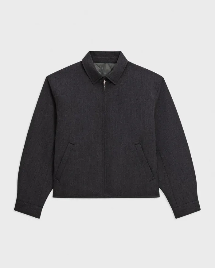 Theory Reversible Coach Jacket In WoolBlend Twill Charcoal Men Outerwear