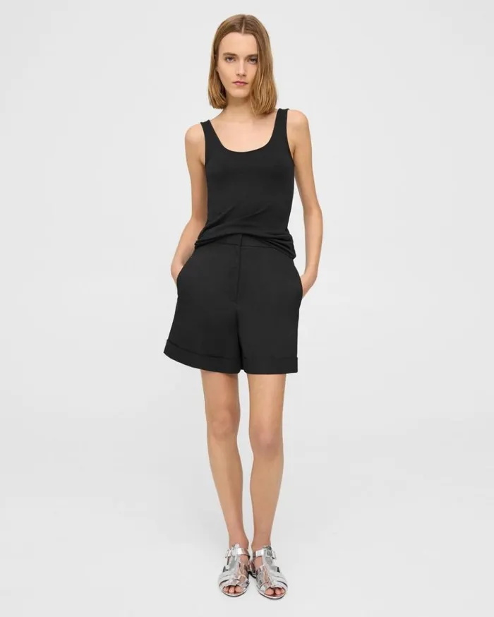 Theory Scoop Neck Tank In Stretch Cotton Black Women TShirts Tank Tops Theory Scoop Neck Tank In Stretch Cotton Black Women TShirts Tank Tops