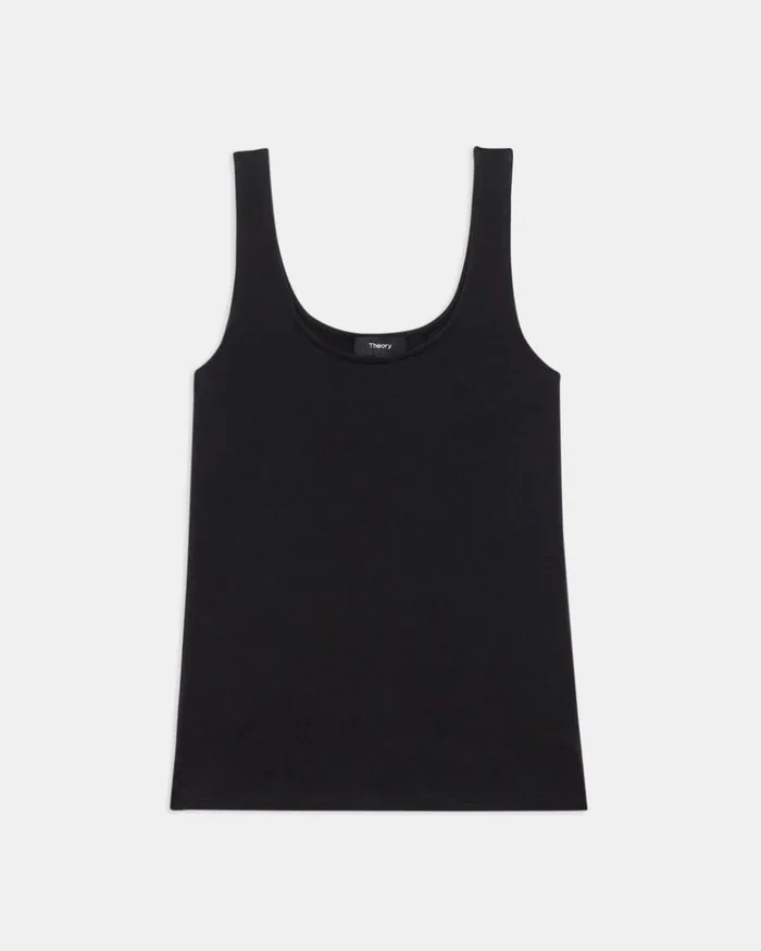 Theory Scoop Neck Tank In Stretch Cotton Black Women TShirts Tank Tops Theory Scoop Neck Tank In Stretch Cotton Black Women TShirts Tank Tops