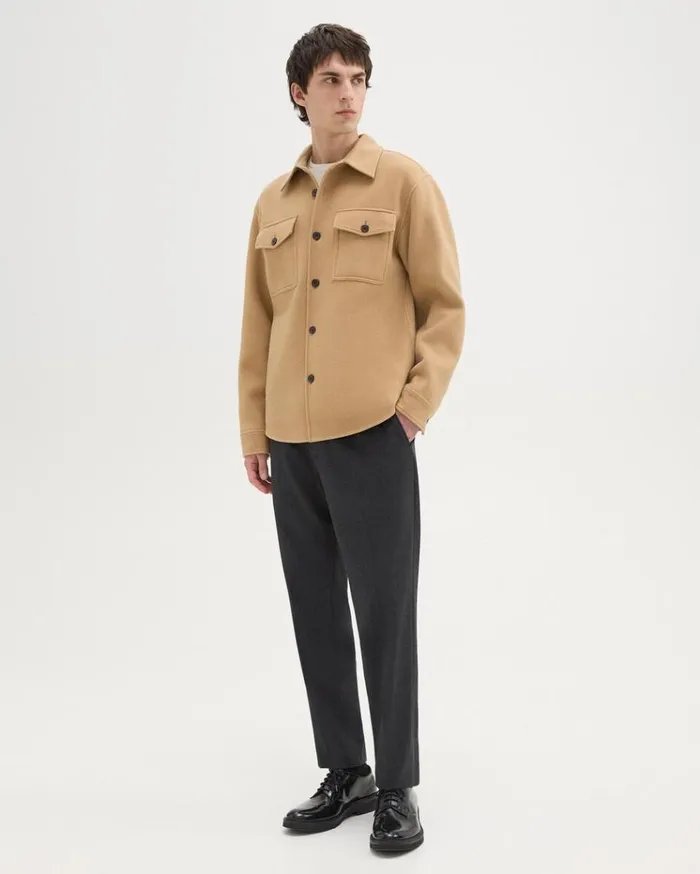 Theory Shirt Jacket In DoubleFace WoolCashmere New Camel Men Outerwear