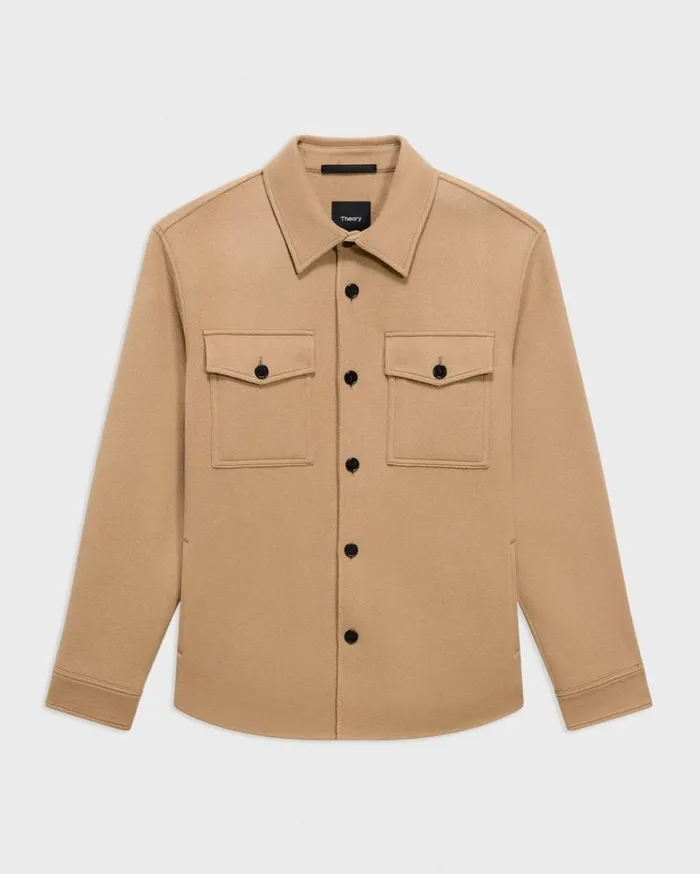 Theory Shirt Jacket In DoubleFace WoolCashmere New Camel Men Outerwear