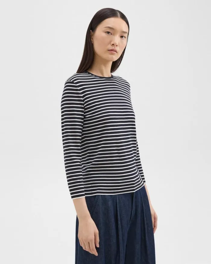 Theory Shrunken Crewneck Sweater In Merino Wool Navynew Ivory Women Sweaters Cardigans Theory Shrunken Crewneck Sweater In Merino Wool Navynew Ivory Women Sweaters Cardigans